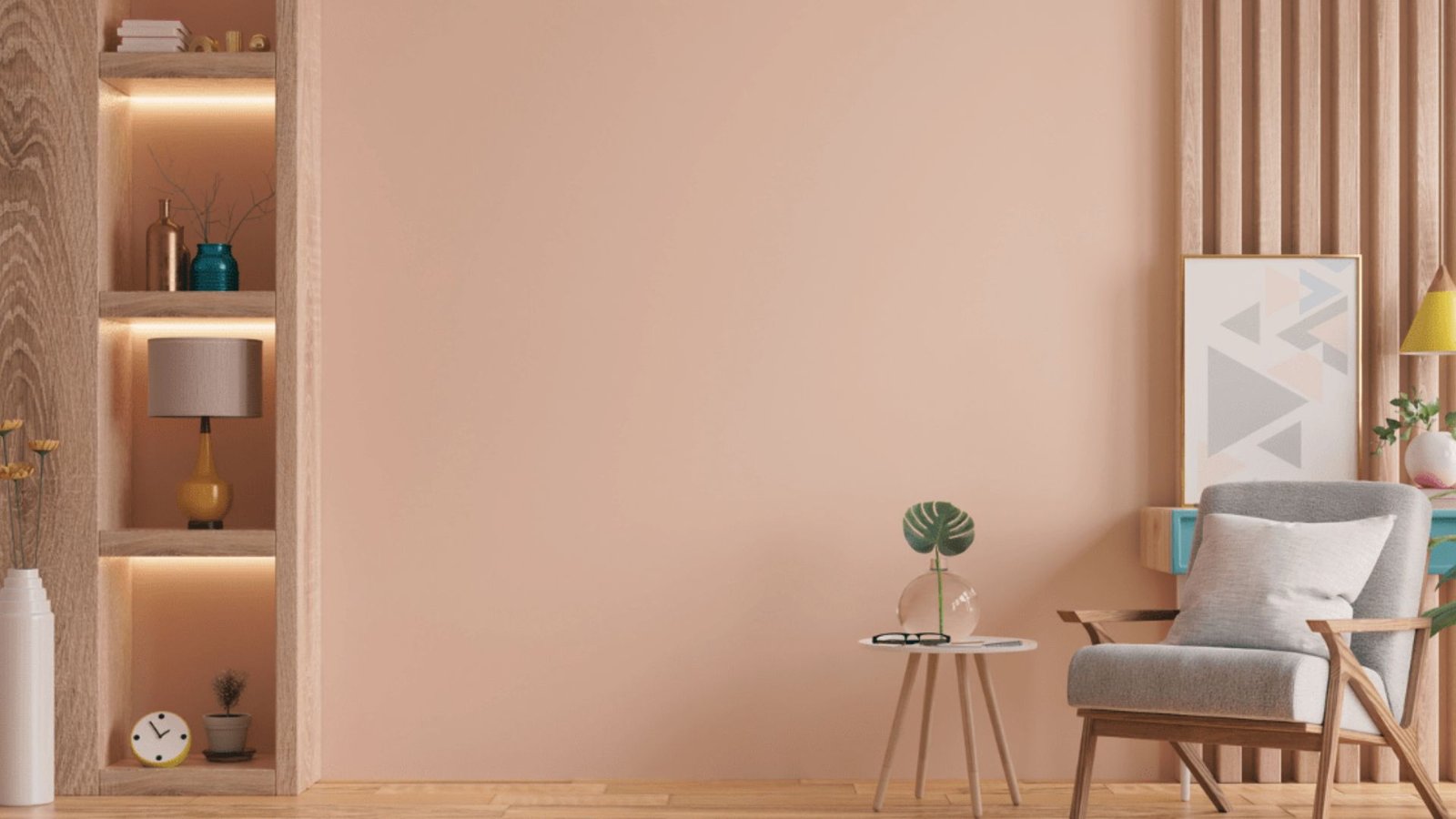 Modern interior room with smooth flat wall finish reflecting natural light in a minimalist high-end design.