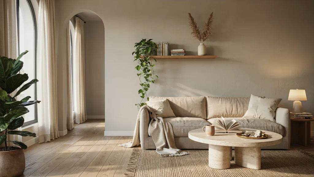 sunroom with greige walls and neutral furnishings.
