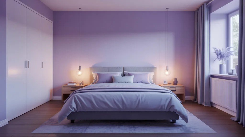 Basement bedroom with calming colors creating a restful sleep environment.