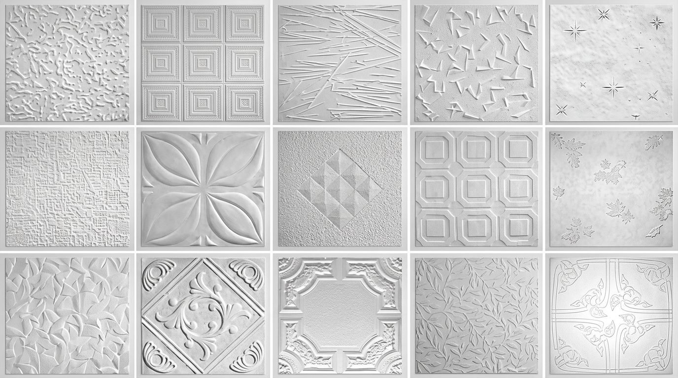 image showing different types of ceiling textures.