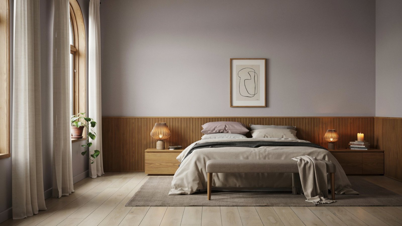Abalone paint color paired with oak wood trim