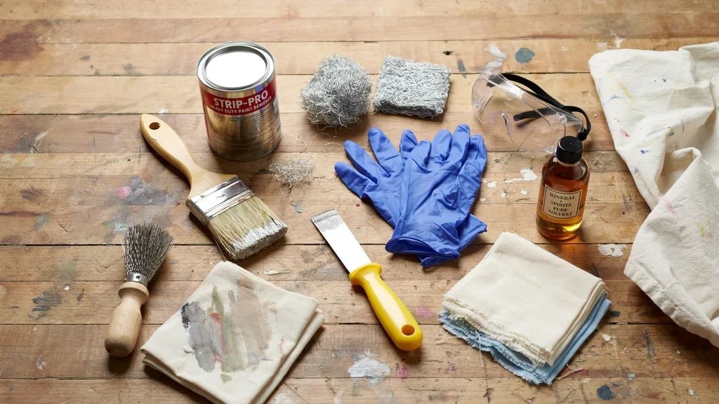 Essential tools and materials needed for paint stripping