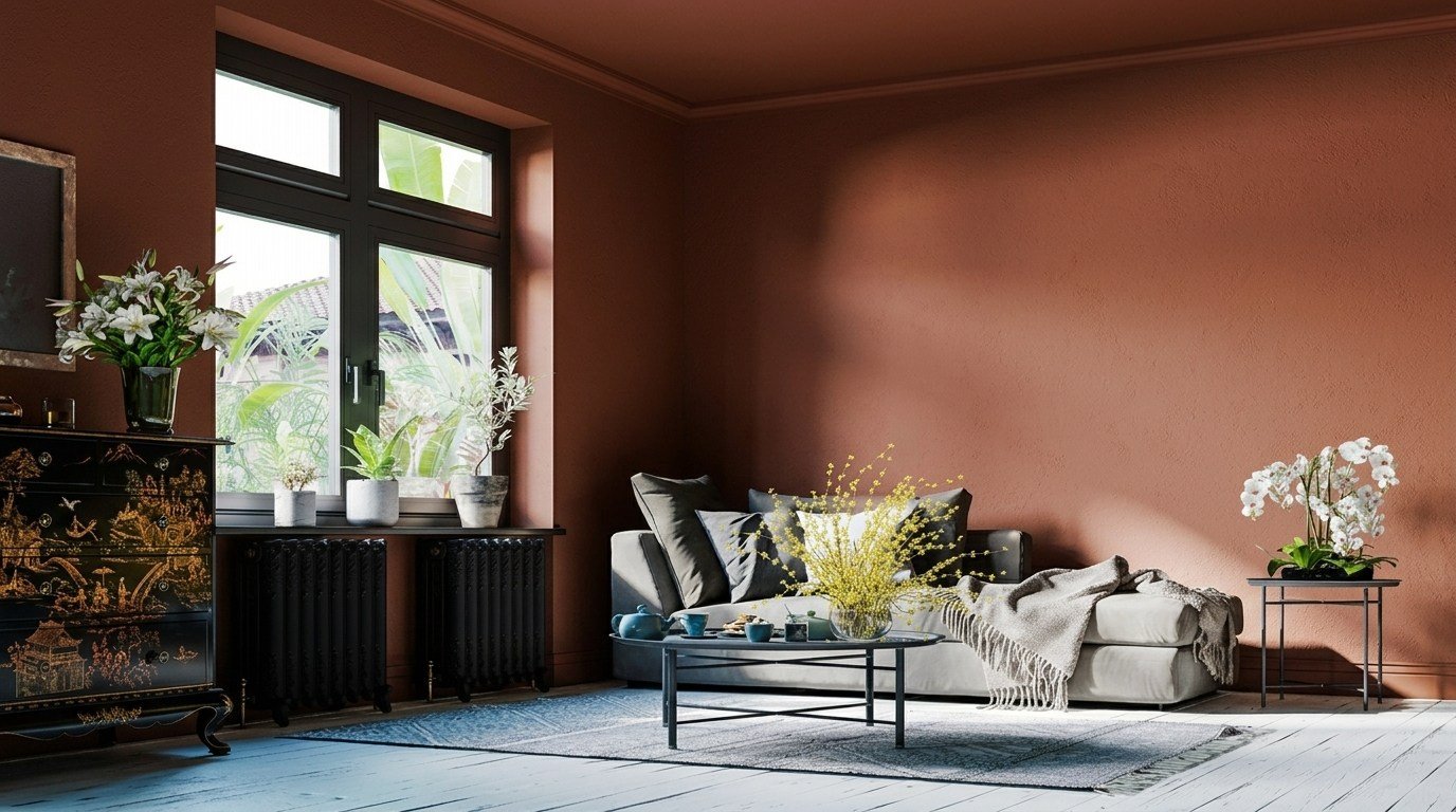 image showing the same color on ceiling and walls.