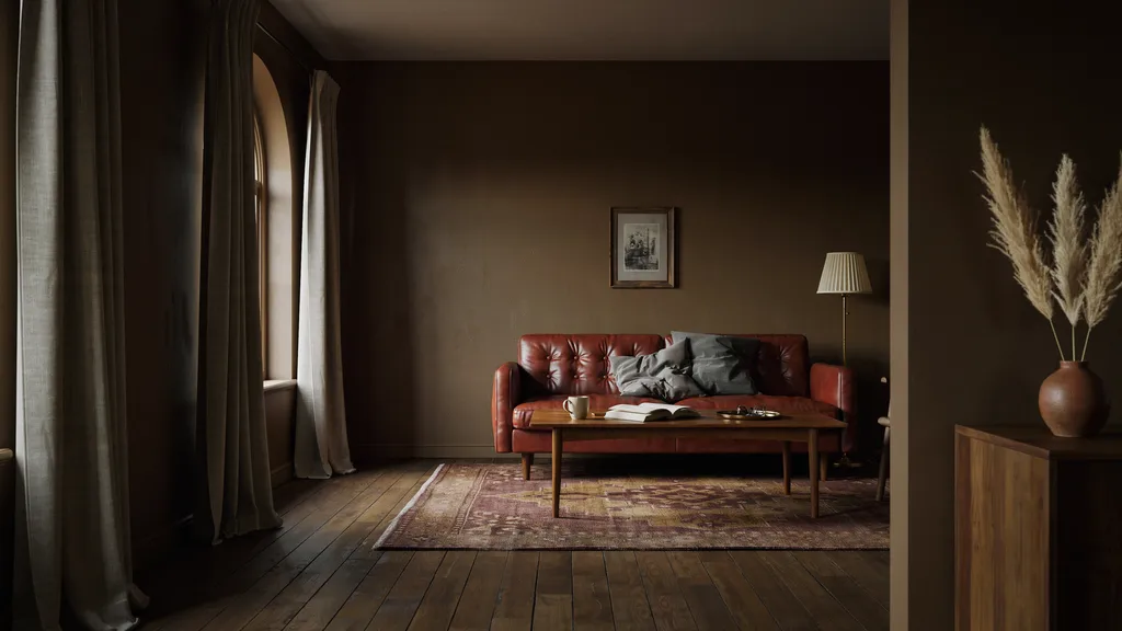 Deep brown walls creating a darker and more enclosed feeling in a room.