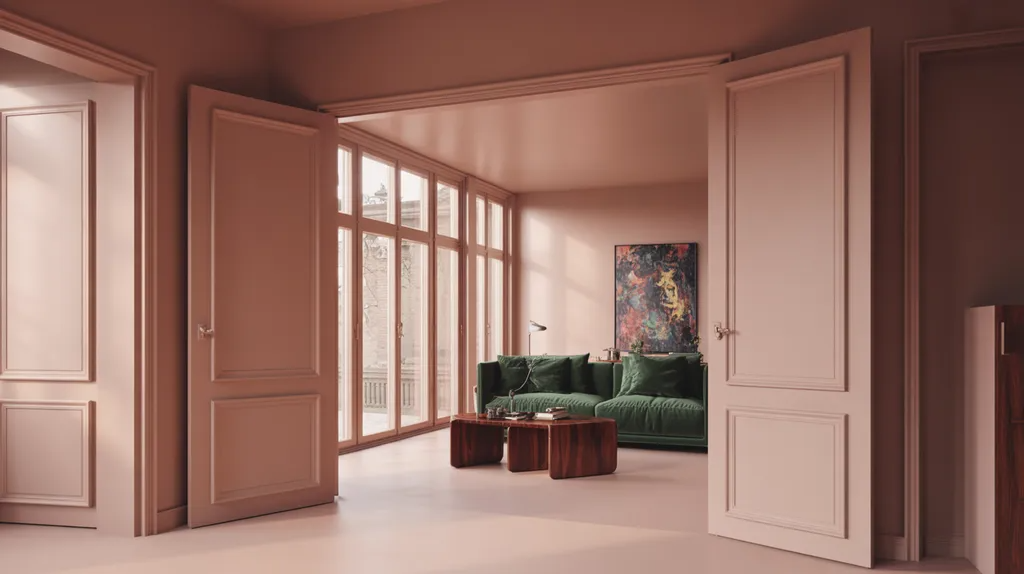 Modern bright room showing how same-color walls, doors, and trim enhance furniture and decor in a clean monochromatic design.