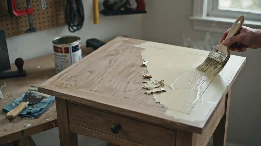 Applying a second coat of paint stripper for stubborn paint
