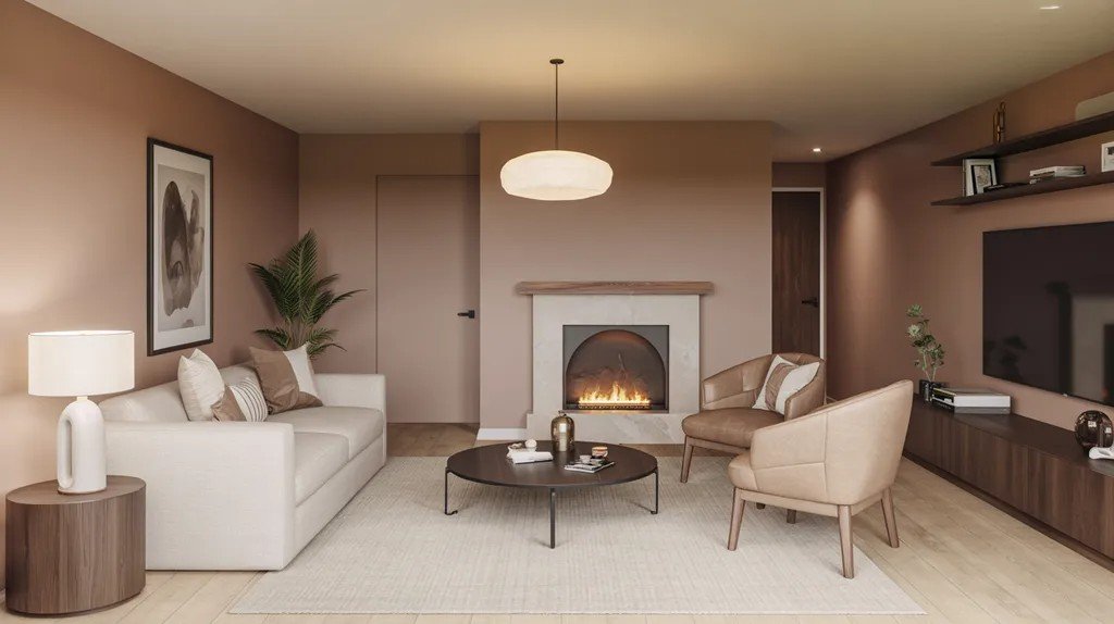 Taupe basement creating a safe neutral foundation.