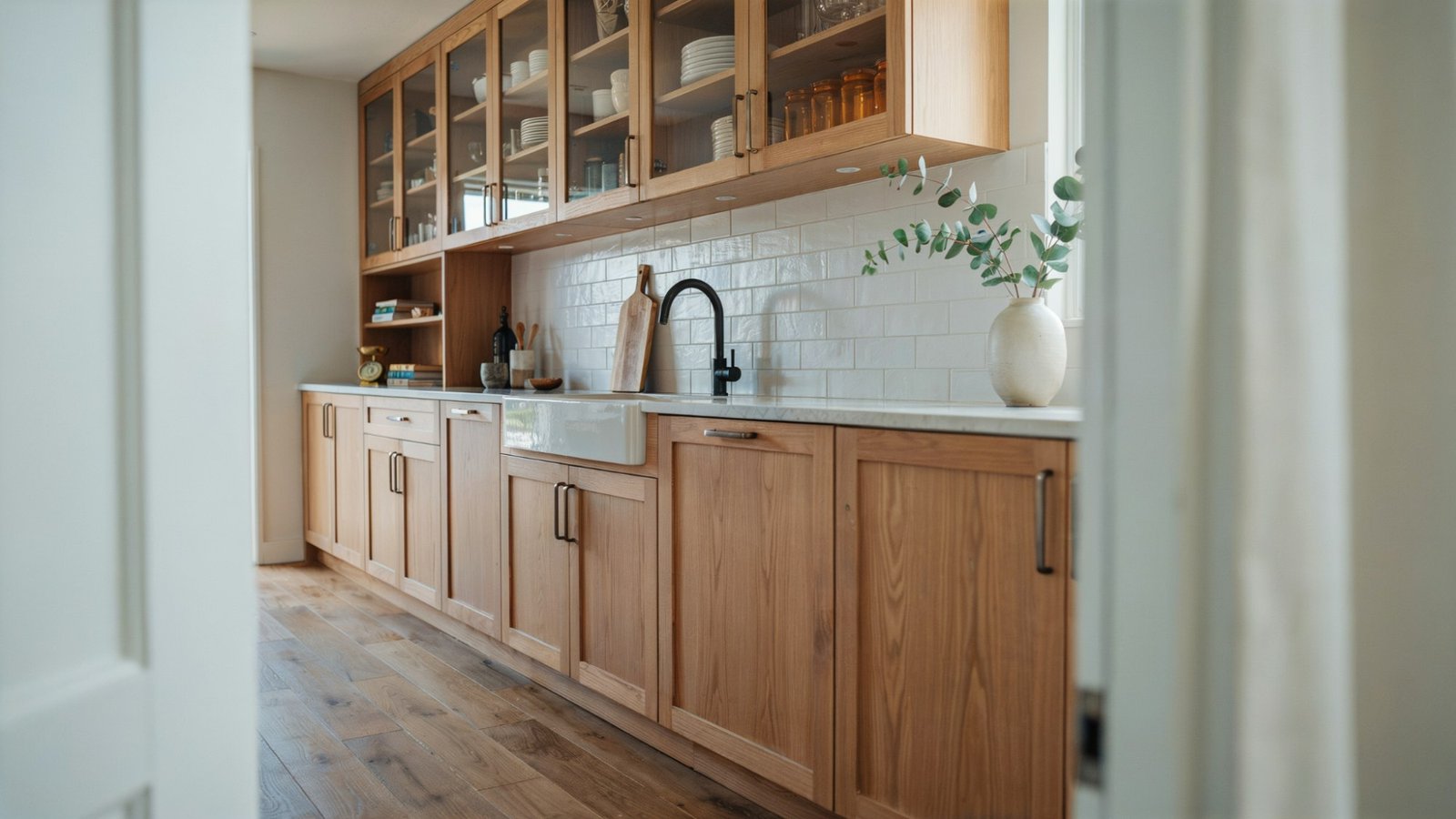 Simple non-paint updates for oak kitchen cabinets.