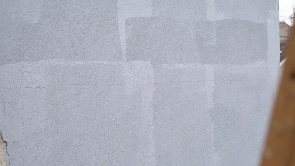 Freshly painted exterior wall at early drying stage with soft matte finish and smooth texture in clean outdoor setting.