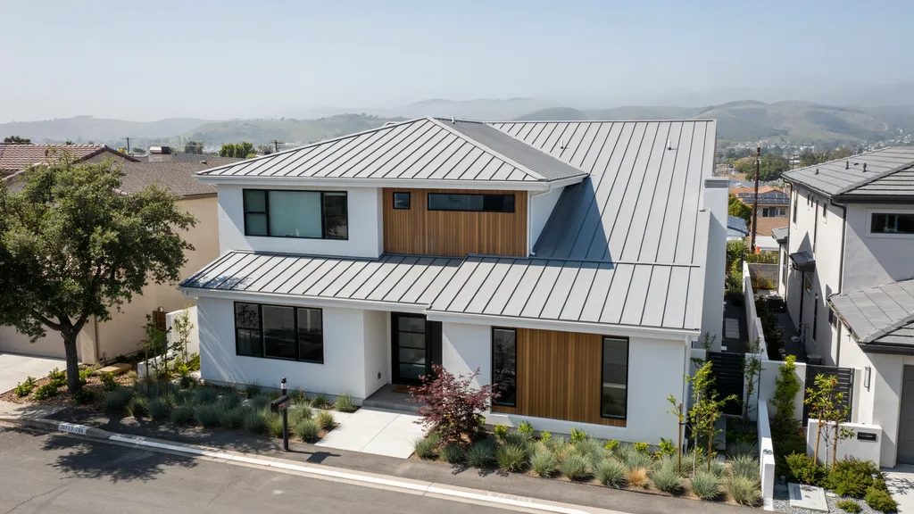 Light gray roof balancing cooling performance and aesthetics.