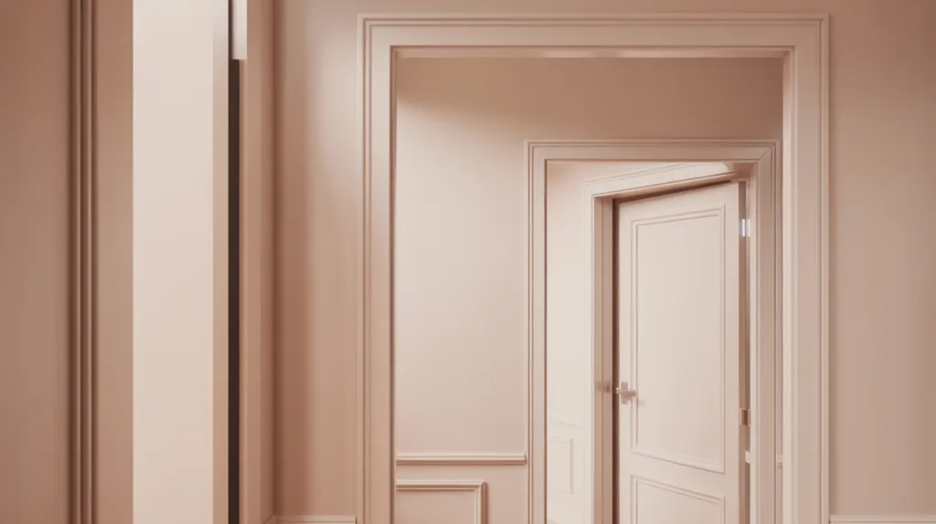 Modern hallway where walls, doors, and trim are all painted the same color, creating a seamless and calm unified look.