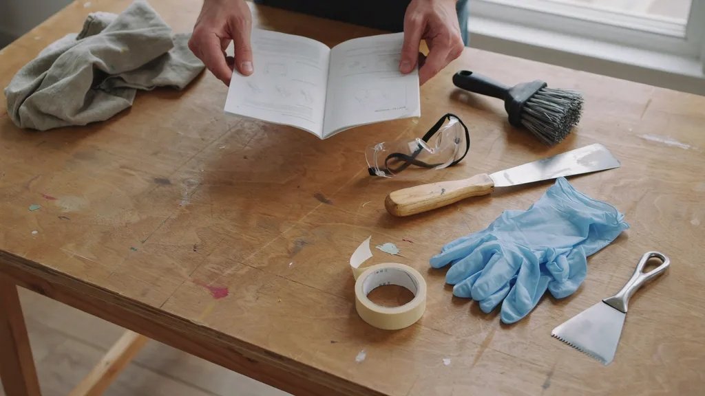 Reviewing paint stripper instructions before starting a project