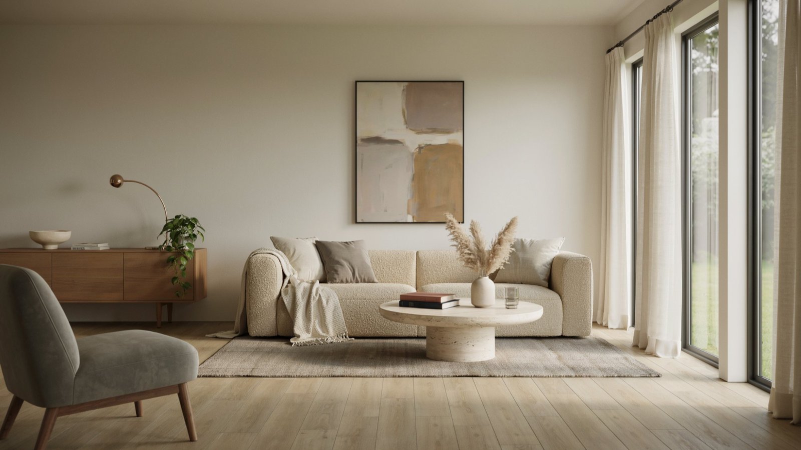 Collingwood wall color with light oak flooring in a modern room.